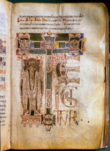 Te igitur Pagina van een missaal en sacramenteel vertegenwoordiger. Gemaakt in de 11e eeuw in het klooster van Sant