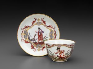 Theekopje en schotel, ca. 1755