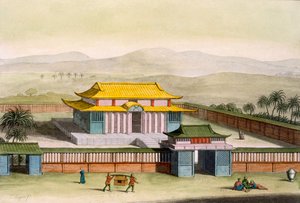 Tempel Daibods in een compound op het platteland, uit Costume dei... door Giulio Ferrario, c.1820s-30s door Italian School