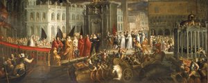 De aankomst van Morosina Morosini Grimani bij het Palazzo Ducale, Venetië door Italian School