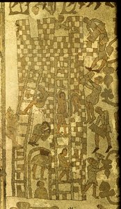 De Bouw van de Toren van Babel, 1166 (mozaïek) door Italian School