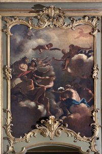 De Raad van de Goden: Zeus op Olympus omringt godheden. Schilderij van de Italiaanse School