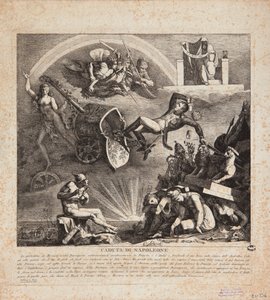 De val van Napoleon - Cartoon van de val van Italië, 1814 door Italian School