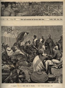 De Eerste Italiaans-Ethiopische Oorlog (1895-1896). Majoor Tommaso Salsa en Kapitein Annibale Anghera voor de keizer van Ethiopië Menelik II (1844-1913) - gravure uit 