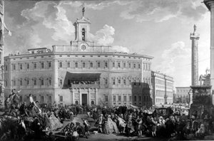 De Loterij op Piazza Montecitorio, door Paolo Panini, 18e eeuw door Italian School