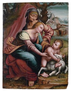 De Madonna en Kind met Sint Anna, Noord-Italiaans door Italian School