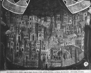 De Madonna della Misericordia, detail van de stad Florence door Italian School