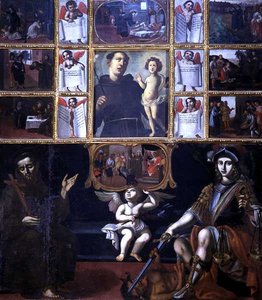 De wonderen van St. Anthony, met St. Franciscus en St. Michael door Italian School