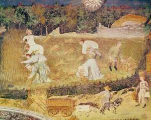 De Maand Augustus, detail van de Oogst, c.1400