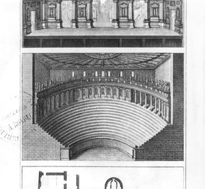 Het Olympisch Theater in Vicenza, ontworpen door Andrea Palladio (1508-80) door Italian School