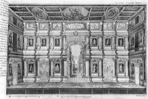 Het Olympisch Theater in Vicenza, ontworpen door Andrea Palladio (1508-80)