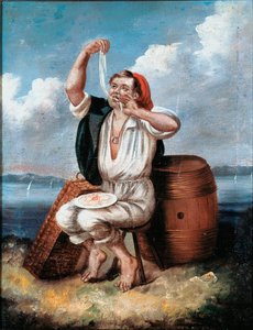 De pastaliefhebber, anoniem schilderij uit de 19e eeuw door Italian School