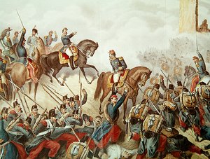 De Piëmontezen en de Fransen bij de slag van San Martino in 1859 door Italian School