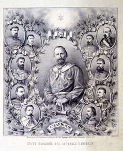 De Staf van Generaal Garibaldi, illustratie uit De Geschiedenis van Italië door Italian School