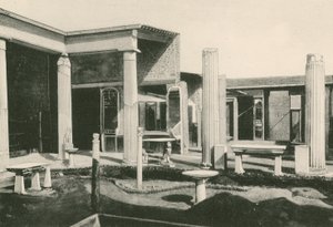 Het viridarium in het huis van de Vettii zoals het is (gravure) door Italian School