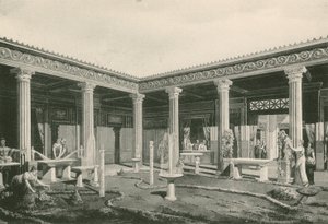 Het viridarium in het huis van de Vettii zoals het was (gravure) door Italian School