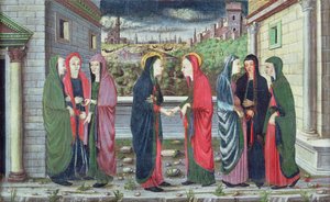 De Visitatie (compartiment van een predella), Veneto, ca. 1480