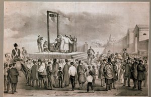 De executie op 13/03/1858 van Felice Orsini (1819-1858) en Pieri door Italian School