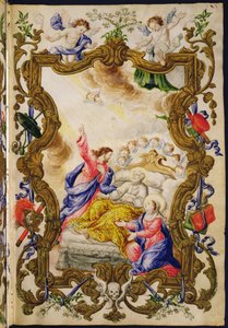 De goede dood van de christen, uit een Mariegola van de lekenbroederschap van de Buona Morte, ca. 1712-14
