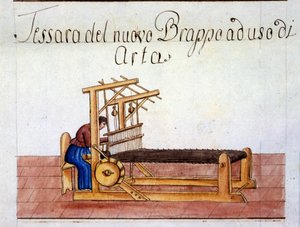 Het weven van wol. 1807. Archivio di stato de Milaan