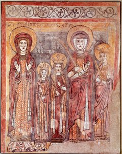 Theologische deugden: Geloof, Liefde en Hoop (fresco, 8e eeuw) door Italian School