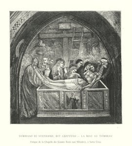 Tommaso di Stephano, genaamd Giottino, De graflegging, fresco van de kapel van de graven Bardi, San Silvestro, in Santa Croce