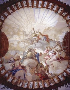 Triomf van keizerin Maria Theresia van Oostenrijk (1717-80) (plafondschildering) door Italian School