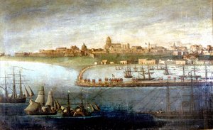 Eenwording van Italië: expeditie van de Duizend of Roodhemden onder leiding van Giuseppe Garibaldi. De ontscheping in Marsala, Sicilië. Anoniem schilderij. Milaan Museo del Risorgimento door Italian School
