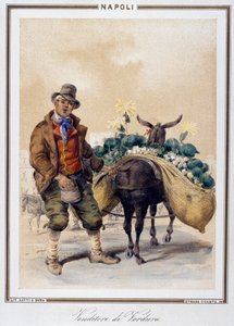 Groenteverkoper in Napels, Italië