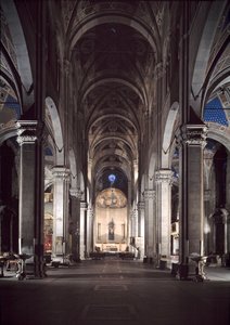 Zicht op de kathedraal van Lucca door Italian School
