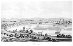 Zicht op Rochester in 1669, uit Travels of Cosimo III, Groothertog van Toscane, door Engeland tijdens het bewind van Karel II, Engelse vertaling, gepubliceerd in 1821 door Italian School
