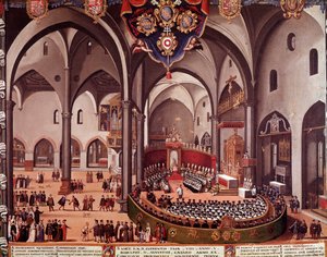 Zicht op de Raad van Aquileia in 1596 (Raad van Aquileia) door Italian School