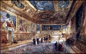 Uitzicht op het interieur van het Dogepaleis in Venetië, c.1840