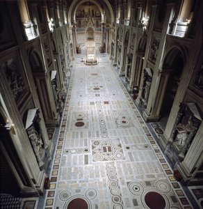 Uitzicht op het centrale schip van de Sint-Jan van Lateranen door Italian School