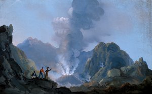 Uitzicht op de krater van de Vesuvius in 1829 door Italian School