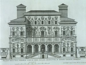Gezicht op de gevel van Villa Borghese, Rome door Italian School