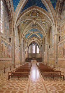Zicht op het interieur van de Bovenkerk door Italian School