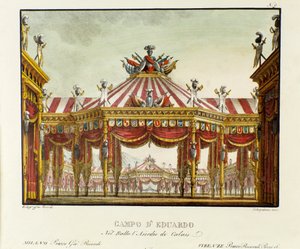 Uitzicht op het militaire kamp van Edward III, Koning van Engeland, in 1347 tijdens de Honderdjarige Oorlog, decor voor de opera 