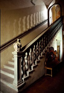 Uitzicht op de trappen van het Stadhuis (Palazzo degli Anziani) door Italian School