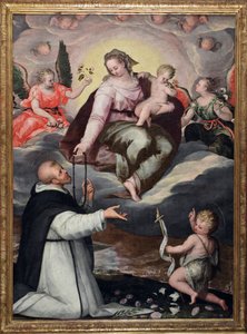 Maagd overhandigt de rozenkrans aan Sint Dominicus