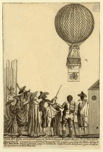 Vista del globo aereostatico que se hechò ante sus magesta pub. 1793 door Italian School