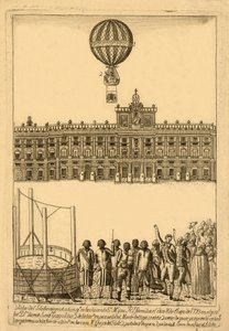 Vista del globo areostatico qe. se hecho ante, pub. 1793 door Italian School