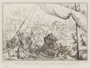 Overwinning van de Venetianen in Butrinto tegen de vloot van Roberto Guiscardo