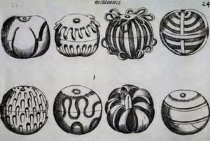 Manieren om fruit te hakken, Illustratie uit Li tre trattati di messer Mattia Giegher bavaro di Mosburc, Trinciante dell