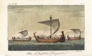 Vloot van oorlogsschepen van Willem de Veroveraar door Italian School