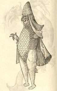 Illustratie van Monstrum Marinum rudimenta habitus Episcopi referens uit Aldrovandi