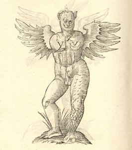 Illustratie van Monstrum cornutum, en alatum aliud uit Aldrovandis Geschiedenis van Monsters, 1642
