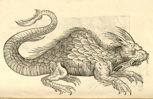Illustratie van Orobonis Piscis effigies uit Aldrovandis Geschiedenis van Monsters, 1642