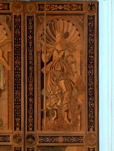 Detail van een van de deuren in de Sala degli Angelo, Palazzo Ducale, Urbino