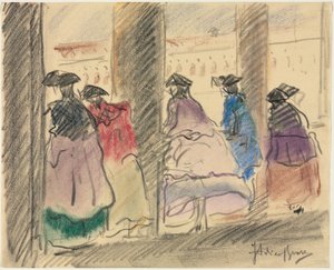 Figuren in vermomming op de loggia van het Dogepaleis, Venetië